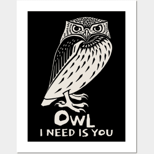 Vintage Owl need love Posters and Art